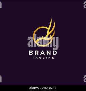 Deer antler logo design expanding outward from within a circle. Represents the wild and exciting nature. Stock Vector