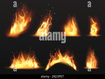 Letter VS. Blue versus Yellow fire flames on black isolated background,  realistic fire effect with sparks. Stock Photo