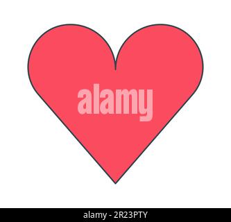 Red heart shape flat line color isolated vector object Stock Vector