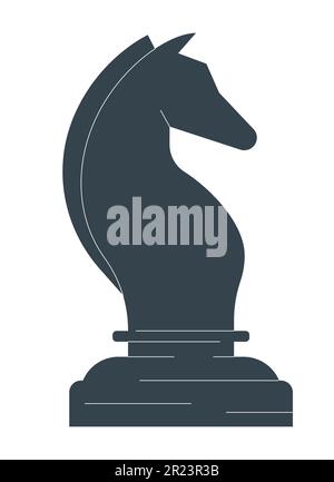 Knight chess piece flat line color isolated vector object Stock Vector