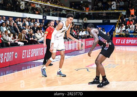 Paris, France. 16th May, 2023. Victor Wembanyama during the French  championship, Betclic elite basketball match between Paris and  Metropolitans 92 (Mets or Boulogne-Levallois) on May 16, 2023 in Levallois,  France. Credit: Victor