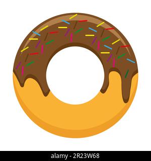 donut dessert food flat icon vector illustration isolated on white background Stock Vector