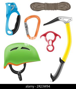 climbing equipment set vector illustration isolated on white background Stock Vector