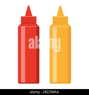 ketchup and mustard food flat icon vector illustration isolated on white background Stock Vector