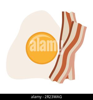 fried egg with bacon food flat icon vector illustration isolated on white background Stock Vector