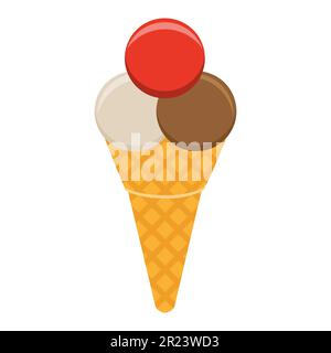 ice cream dessert food flat icon vector illustration isolated on white background Stock Vector