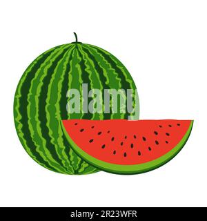 watermelon food flat icon vector illustration isolated on white background Stock Vector