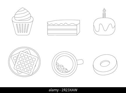 Hand drawn piece of cake minimalist design, cafe and bakery concept. Vector illustration isolated on white background Stock Vector