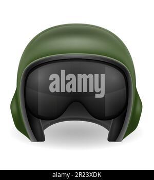 modern pilot helmet for a fighter or combat helicopter vector illustration isolated on white background Stock Vector