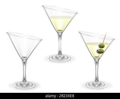 martini cocktail alcoholic drink glass vector illustration isolated on white background Stock Vector