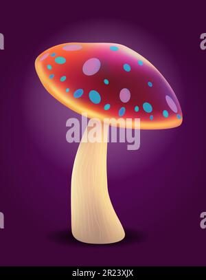 fantasy magic multicolored mushrooms narcotic and intoxicating shine luminous vector illustration isolated on background Stock Vector