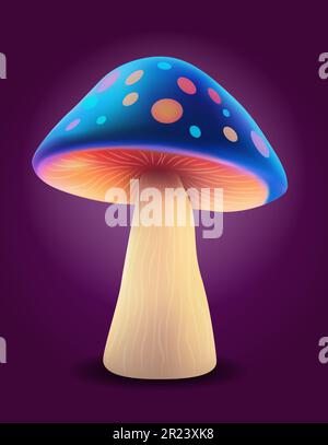 fantasy magic multicolored mushrooms narcotic and intoxicating shine luminous vector illustration isolated on background Stock Vector