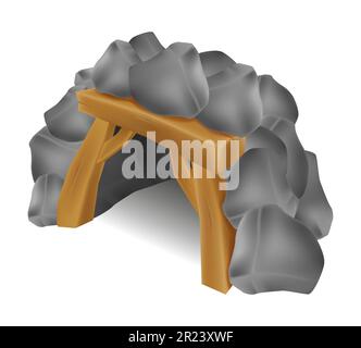 old stone entrance to a gold or coal mine vector illustration isolated on white background Stock Vector