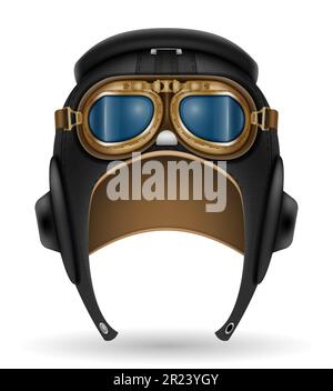 retro style pilot helmet vector illustration vector illustration isolated on white background Stock Vector