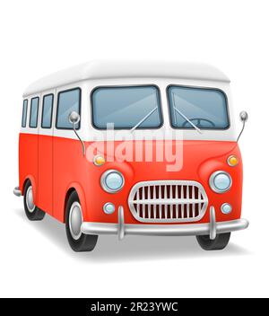retro mini van bus for travel and leisure vector illustration isolated on white background Stock Vector