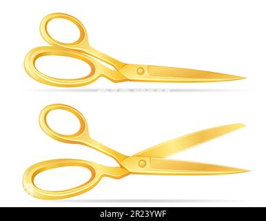 metal scissors for tailor or barber stationery equipment vector illustration isolated on white background Stock Vector