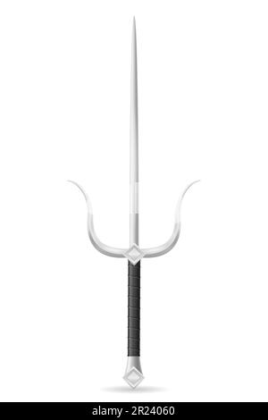 sai dagger ninja weapon japanese warrior assassin vector illustration isolated on white background Stock Photo