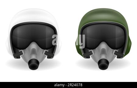 modern pilot helmet for a fighter or combat helicopter vector illustration isolated on white background Stock Photo