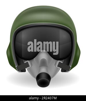 modern pilot helmet for a fighter or combat helicopter vector illustration isolated on white background Stock Photo