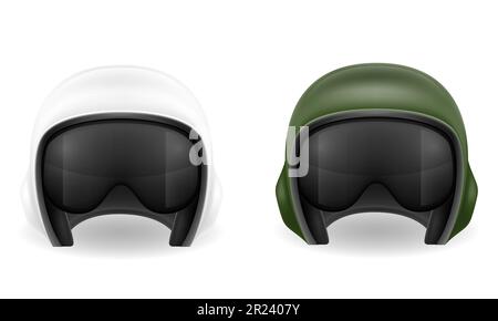 modern pilot helmet for a fighter or combat helicopter vector illustration isolated on white background Stock Photo