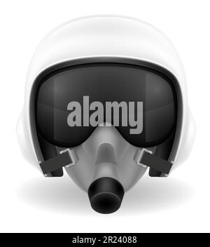 modern pilot helmet for a fighter or combat helicopter vector illustration isolated on white background Stock Photo