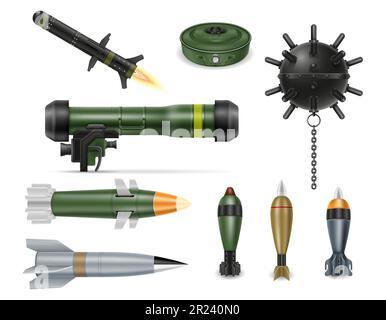 military bombs mines and missiles vector illustration isolated on white background Stock Vector