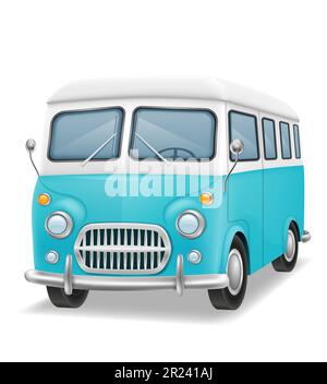 retro mini van bus for travel and leisure vector illustration isolated on white background Stock Vector