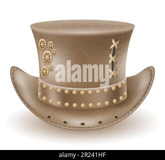 retro steampunk style hat vector illustration isolated on white background Stock Vector