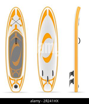 inflatable sup board for outdoor activities and water sports vector illustration isolated on white background Stock Vector