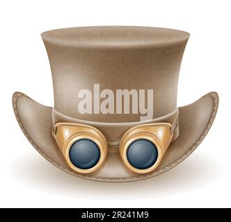 retro steampunk style hat vector illustration isolated on white background Stock Vector