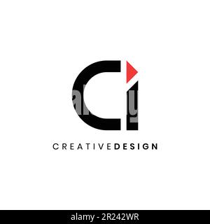 Creative modern letter CI with arrow logo vector illustration Stock Vector