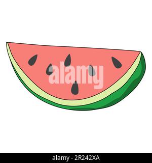Fresh ripe watermelon slice, flat vector illustration Stock Vector