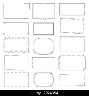 Rectangle line vintage frames border set. Greeting or wedding frames decorations. Stock Vector