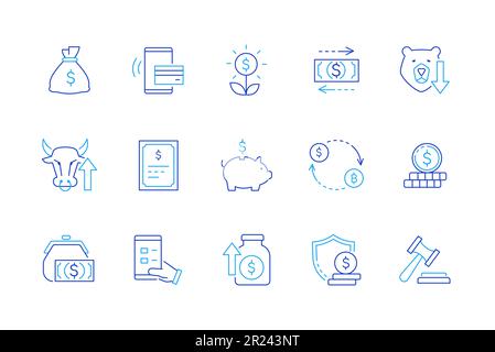 Money and finance - set of modern line design style icons Stock Vector
