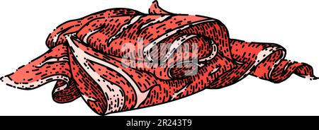 spanish ham meat sketch hand drawn vector Stock Vector