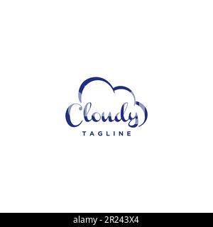 Cloud word mark logo design. The word mark is designed with script letters from the word cloud with an accent that forms the cloud. Stock Vector