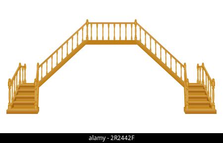 stairs for the house inside to the second floor made of wooden vector illustration isolated on white background Stock Vector