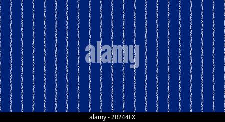 Pinstripe blue and white seamless pattern with narrow sketchy lines. Classic wool suit fabric. Elegant masculine design. Simple monochrome background. Stock Vector