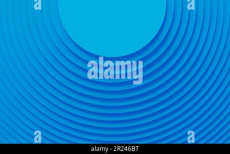 Abstract blue geometric background, minimal circle frame flat lay, deck of blank cards. 3D rendering. Stock Photo