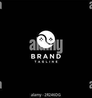 Simple Logo design Zen symbol with game icon. Represents duality, paradox, unity in diversity, change, and harmony. Stock Vector