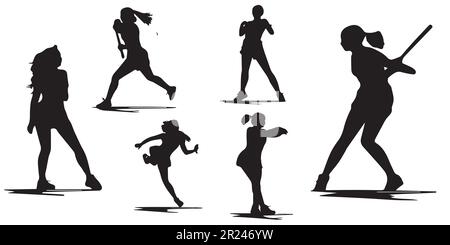 Athletic woman silhouette vector illustration. Stock Vector