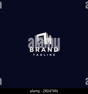 Simple and bold logo design of Storage Doors and Letter M. Stock Vector