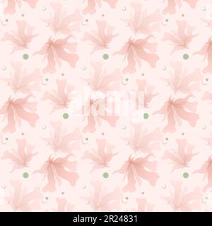 Pattern with translucent, delicate pink flowers on a pink background. Seamless pattern. Vector. EPS10. Stock Vector