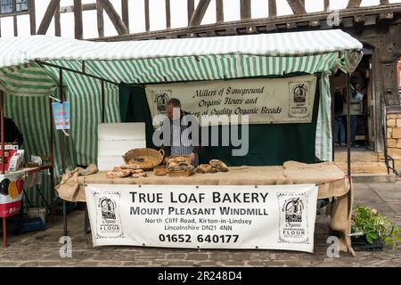 True Loaf Bakery stand at Lincoln Vegan Market Castle Hill Lincoln city old town 2023 Stock Photo