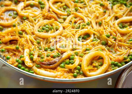 a spanish fideua, a typical noodles casserole with seafood Stock Photo -  Alamy