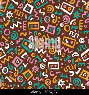 Hand drawn abstract seamless pattern, ethnic background, african style - great for textiles, banners, wallpapers, wrapping - vector design Stock Vector