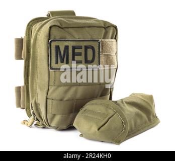 Military first aid kit isolated on white Stock Photo