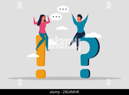 Business Man And Woman With QA Bubble. Question And Answer. Q And A. QA ...