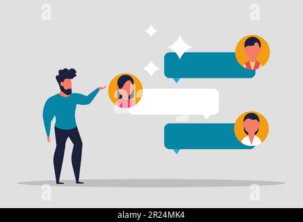 Online assistant software, helps the user to get information by himself. Self-service program, online data management. Vector illustration concept Stock Vector