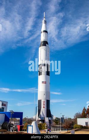 Huntsville USA 10th Feb 2023: Mighty and massive, the replica of Saturn V rocket at U.S. Space  Rocket Center. It is the tallest, heaviest Stock Photo